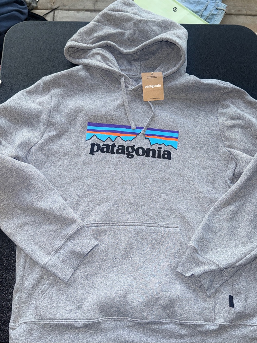 Patagonia P-6 Logo Gray Hoodie NWT